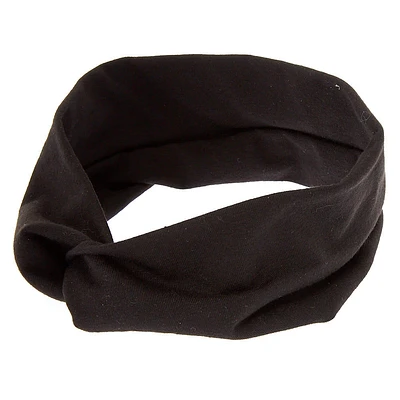 Black Wide Jersey Twisted Headwrap