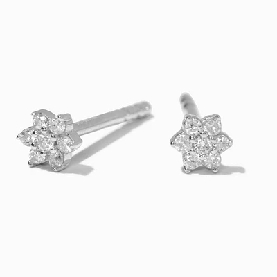C LUXE by Claire's Sterling Silver 1/10 ct. tw. Lab Grown Diamond Flower Stud Earrings