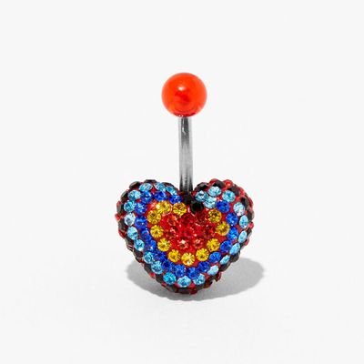 Red 14G Fireball Pride Heart Belly Ring