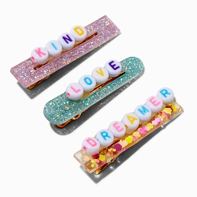 Claire's Club Pastel Affirmation Hair Clips - 3 Pack