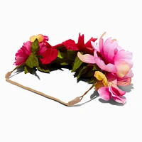 Tonal Pink Flower Crown Headwrap