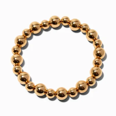 Gold-tone Large & Small Beaded Stretch Bracelet