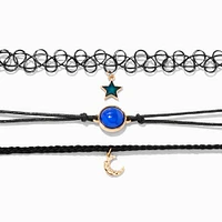 Celestial Mood Black Tattoo Choker Necklaces - 3 Pack
