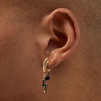 Black & Gold-tone Hoop Clip-On Earrings - 3 Pack