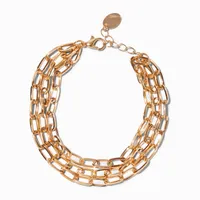 Gold-tone Paperclip Chain Multi-Strand Bracelet