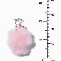 Pink Cat Pom Pom 1.5" Clip-On Drop Earrings