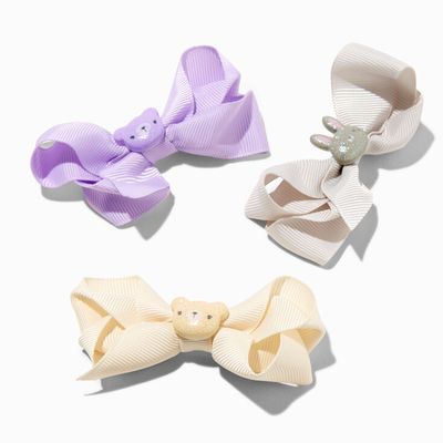 Claire's Club Critters Loopy Hair Bow Clips (3 Pack)