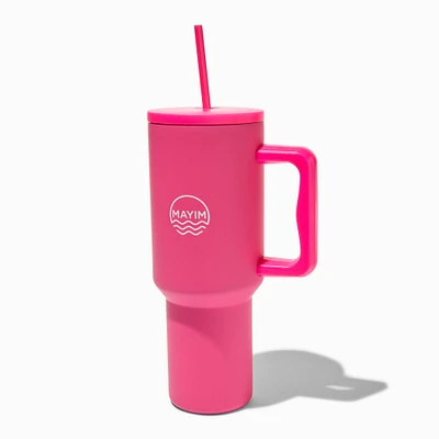 Hot Pink Stainless Steel Handled Tumbler