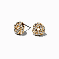 Crystal-Studded Gold-tone Love Knot Stud Earrings