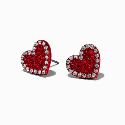 Red Heart Stone Outline Valentine's Day Stud Earrings