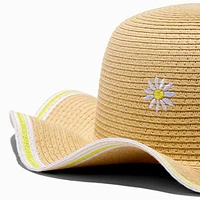 Claire's Club Floral Floppy Straw Hat
