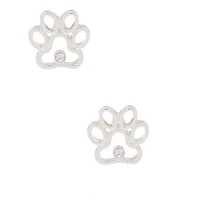 Silver Paw Print Stud Earrings