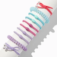 Pastel Mixed Bead & Spiral Hair Ties - 10 Pack