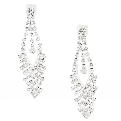 Faux Crystal Clip-On Drop Earrings