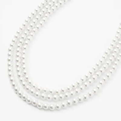 Triple Pearl Multi Strand Necklace