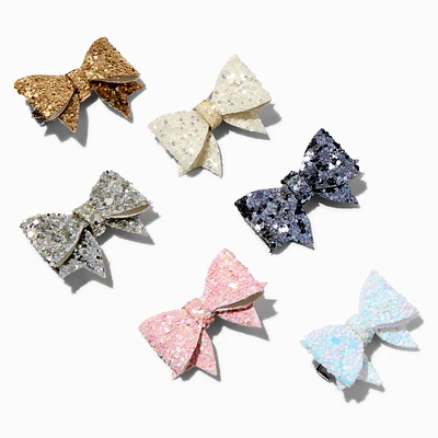 Claire's Club Glitter Sequin Hair Bow Clips - 6 Pack