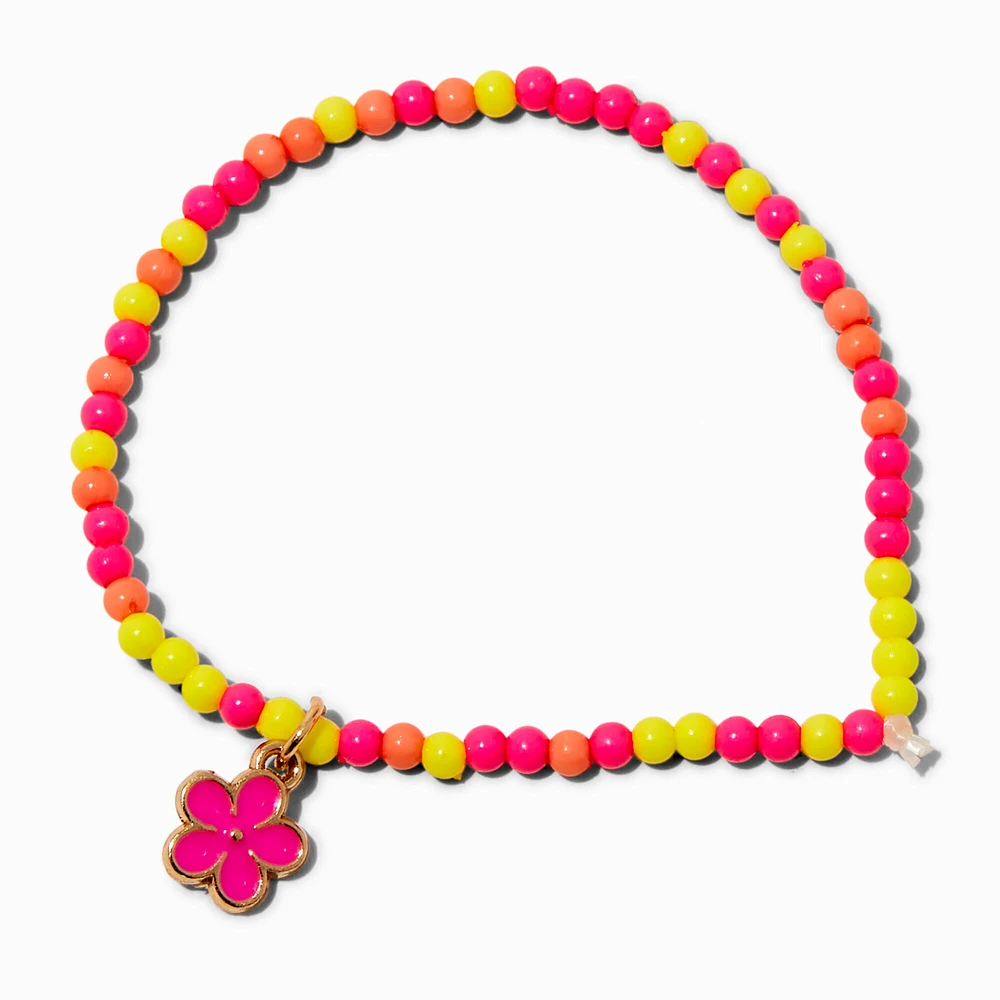 Claire's Club Flower Beaded Stretch Bracelet