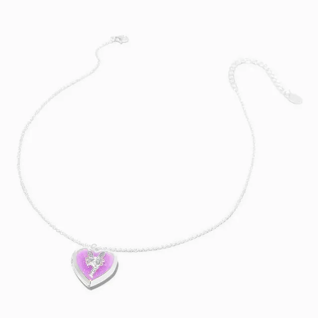 Claire's Glow in the Dark Purple Fairy Heart Locket Necklace