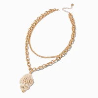 Conch Shell Gold-tone Multi-Strand Necklace