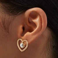 Pearl of Hearts Stud Earrings