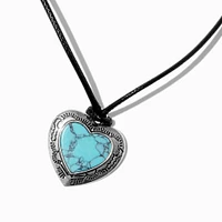 Turquoise Filigree Heart Pendant Necklace