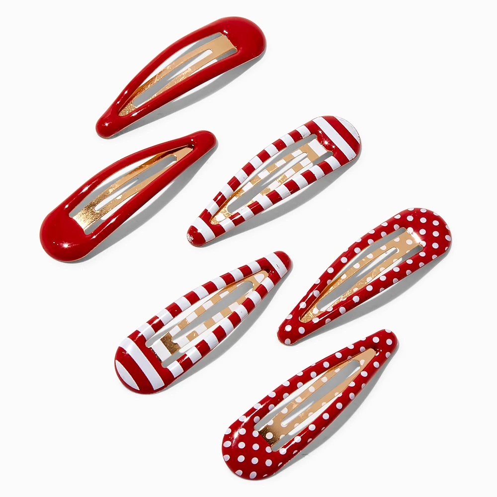 Claire's Club Red Mixed School Snap Hair Clips - 6 Pack