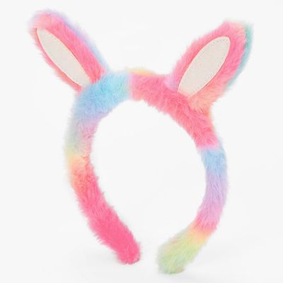 Claire's Club Plush Rainbow Bunny Ears Headband