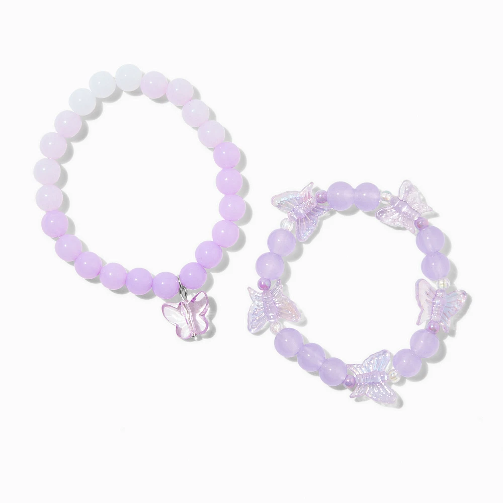 Purple Ombré Butterfly Stretch Bracelets - 2 Pack