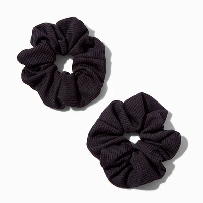 Black Ribbed Hair Scrunchies - 2 Pack