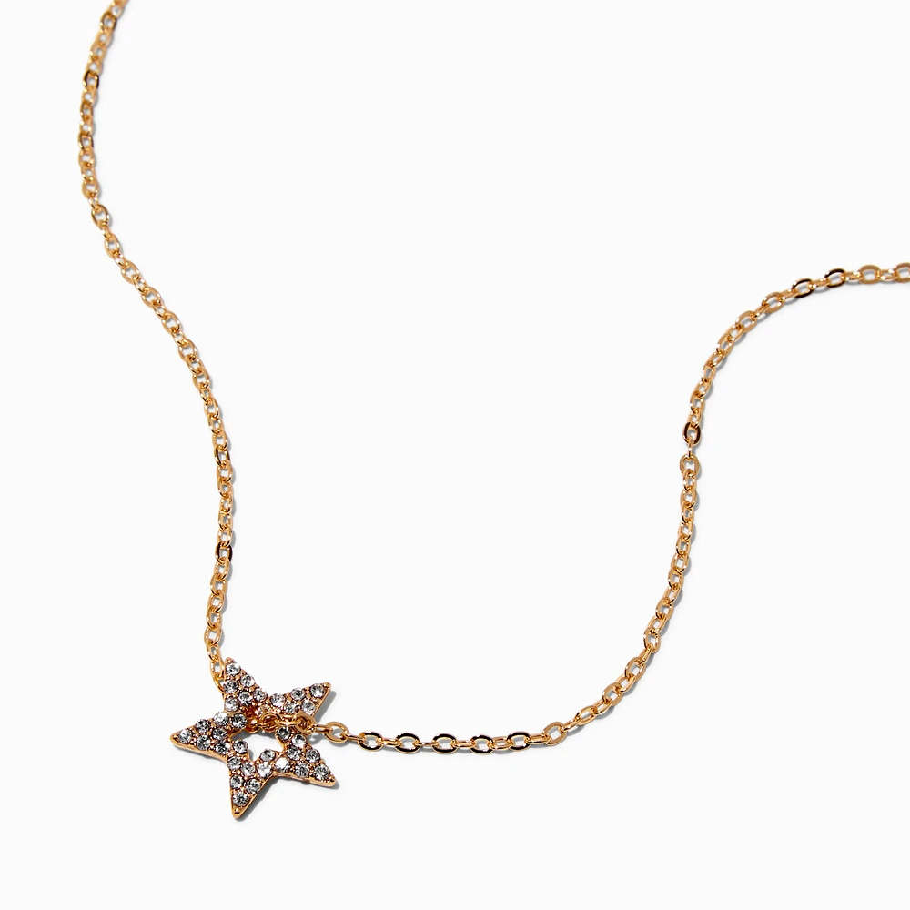 Silver-tone Crystal Pavé Star Pendant Necklace