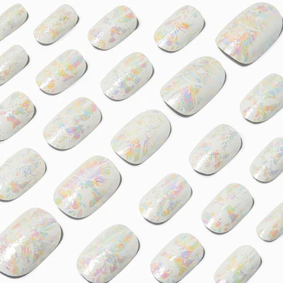 Pastel Confetti Ripple Square Vegan Faux Nail Set - 24 Pack
