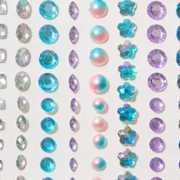 Purple & Blue Assorted Crystal Hair Gems - 80 Pack
