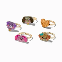 Claire's Club Dogs Gold-tone Rings - 5 Pack