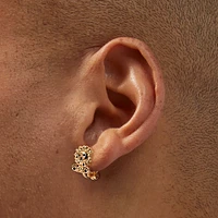 Gold-tone Lion Clip-On Stud Earrings