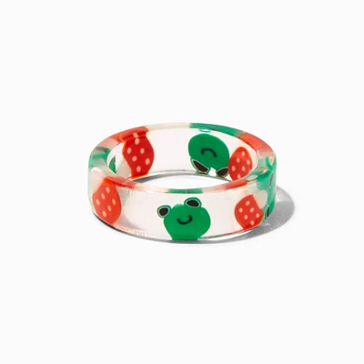 Red Mushrooms & Green Frogs Resin Ring