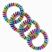 Iridescent Brights Spiral Hair Ties - 4 Pack