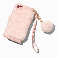 Pink Furry Booklet Phone Case - Fits iPhone® 6/7/8/SE