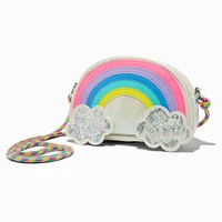 Claire's Club Glitter Shaker Cloud Rainbow Crossbody Bag