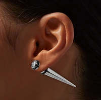 Silver-tone Stainless Steel Crystal Faux Taper Earrings