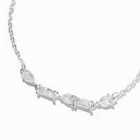 Silver-tone Cubic Zirconia Mixed Geometric Bolo Bracelet