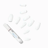 Glazed White Stiletto Vegan Faux Nail Set - 24 Pack