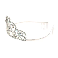 Claire's Club Silver-tone Crystal Heart Swirl Tiara