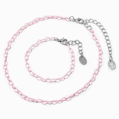 Claire's Club Pink Hearts Silver Jewelry Set - 2 Pack