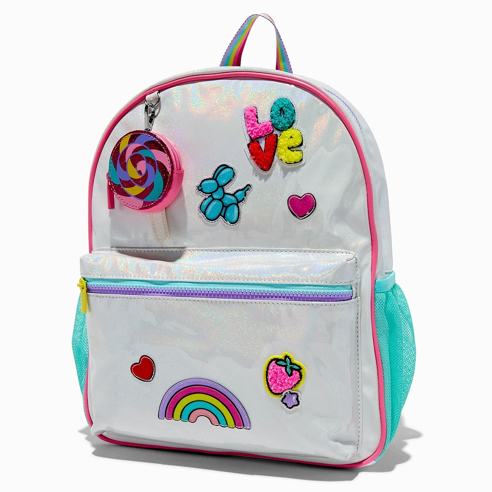 Claire's Club White Holographic Candy Dome Backpack