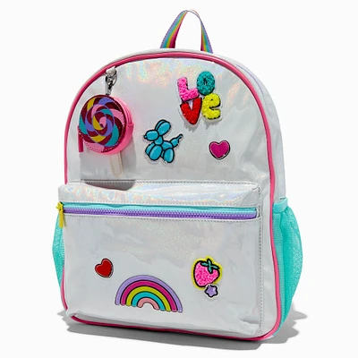 Claire's Club White Holographic Candy Dome Backpack
