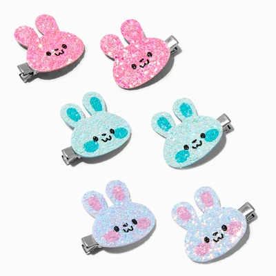 Claire's Club Bunny Head Hair Clips - 6 Pack