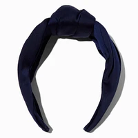 Navy Blue Satin Knotted Headband