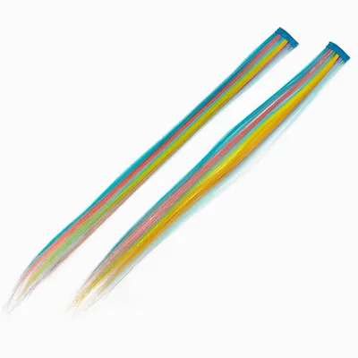 Bright Rainbow Straight Faux Hair Clip In Extensions - 2 Pack