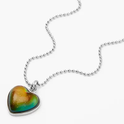 Glitter Heart Mood Pendant Necklace
