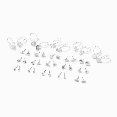 Silver-tone Summertime Sea Life Earrings Set - 20 Pack